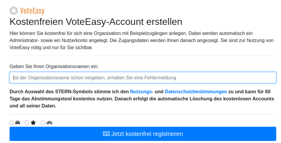Registrierung - Name